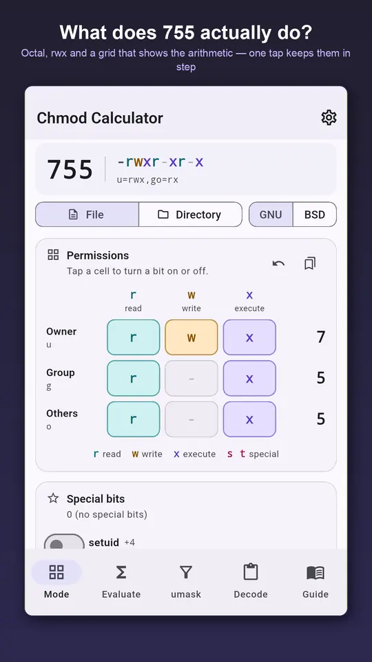 Chmod Calculator screenshot 1