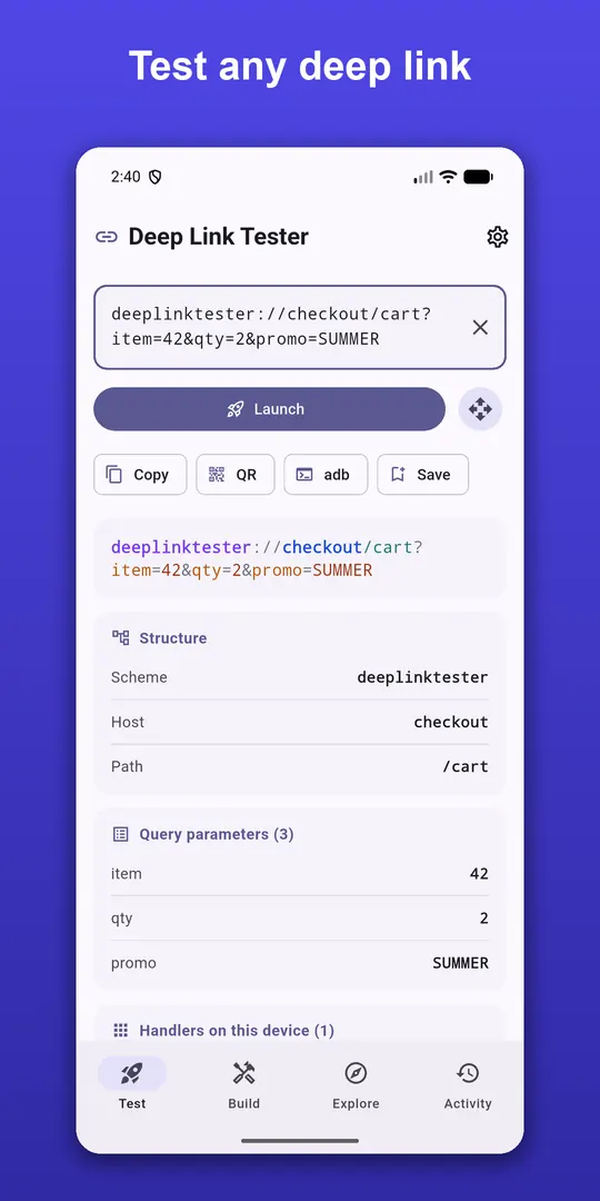 Deep Link Tester screenshot 1