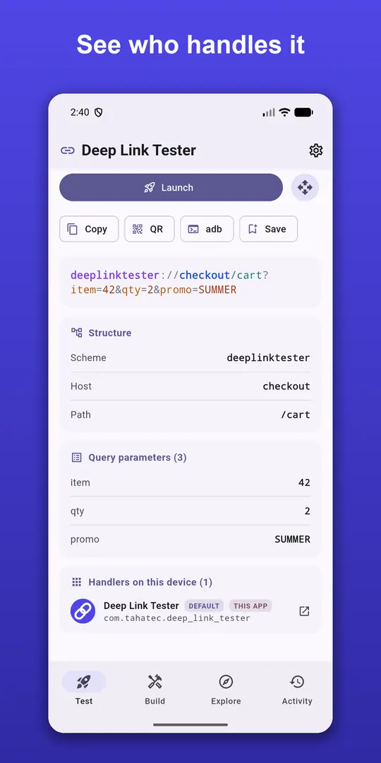 Deep Link Tester screenshot 2