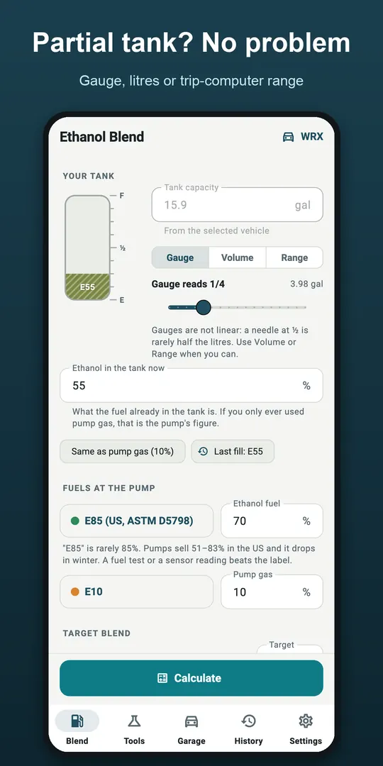 E85 Mix Calculator screenshot 2