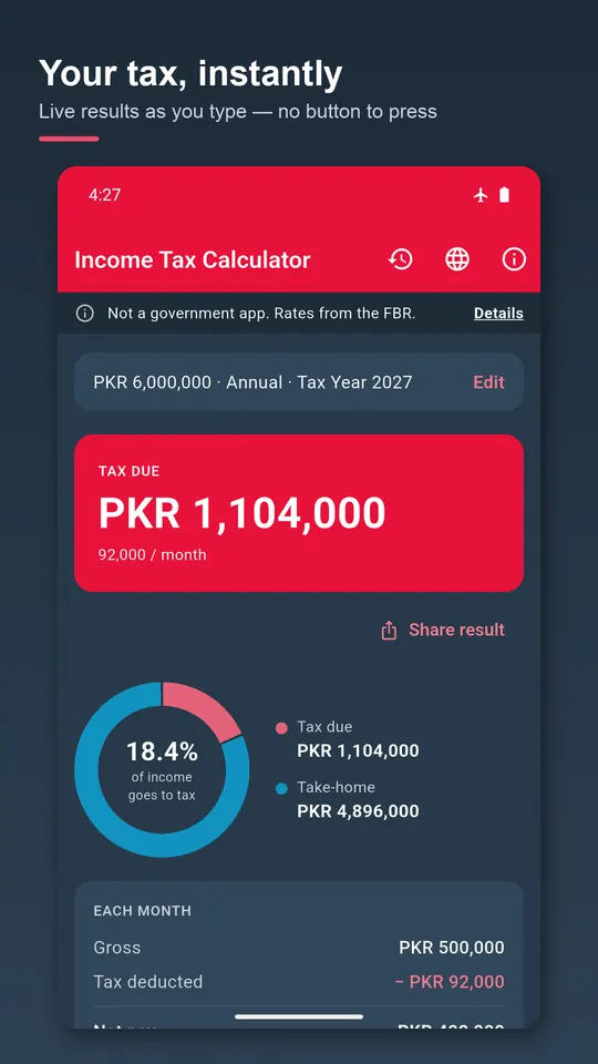 Income Tax Calculator Pakistan screenshot 1