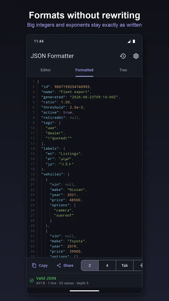 JSON Formatter screenshot 1