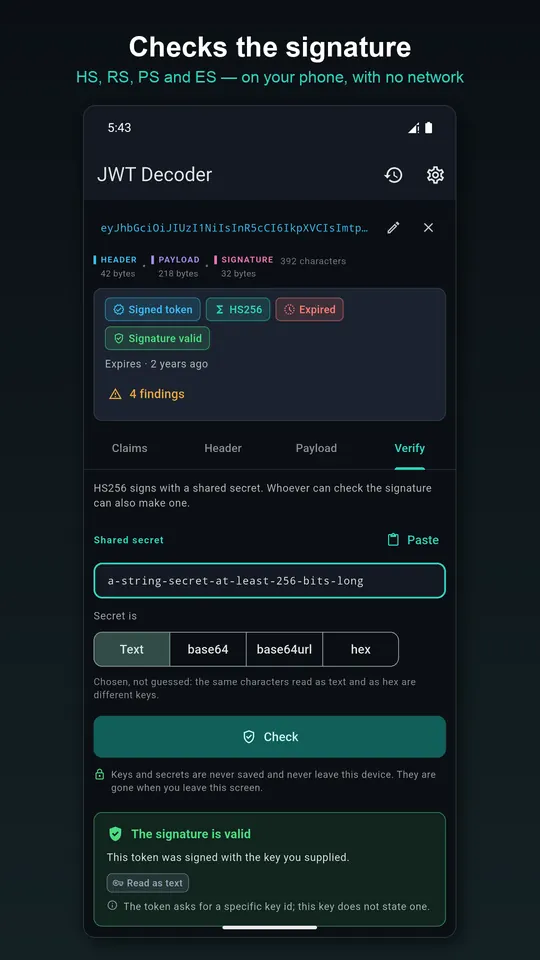 JWT Decoder screenshot 1