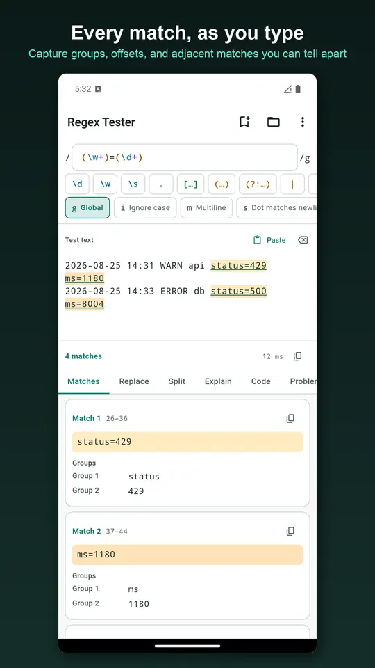 Regex Tester screenshot 2