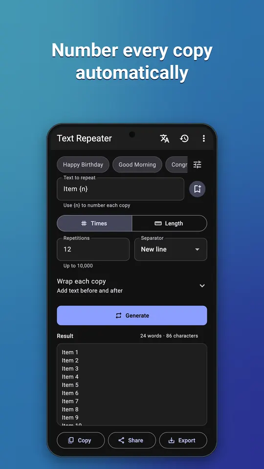 Text Repeater screenshot 2