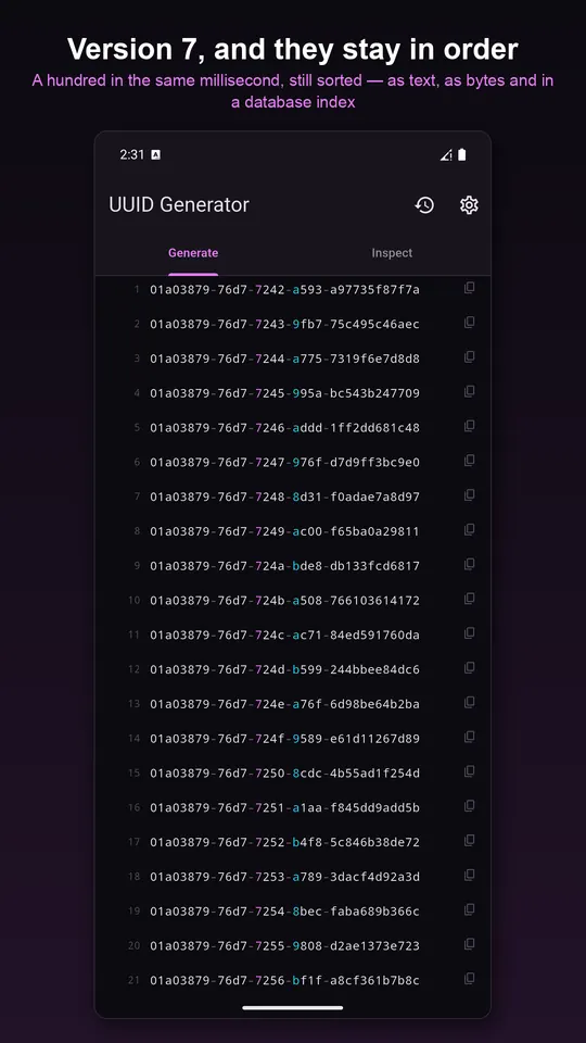UUID Generator screenshot 2